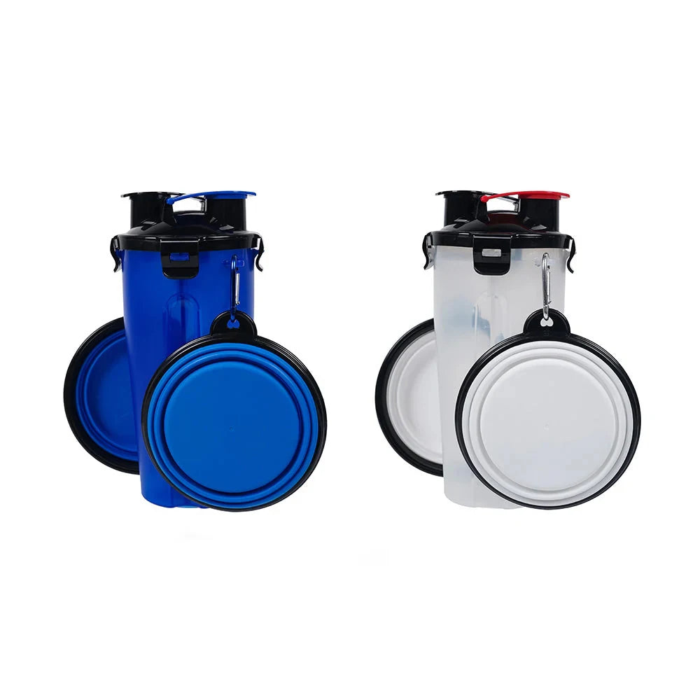 2-in-1 dog travel water bottle with collapsible bowls - view 2