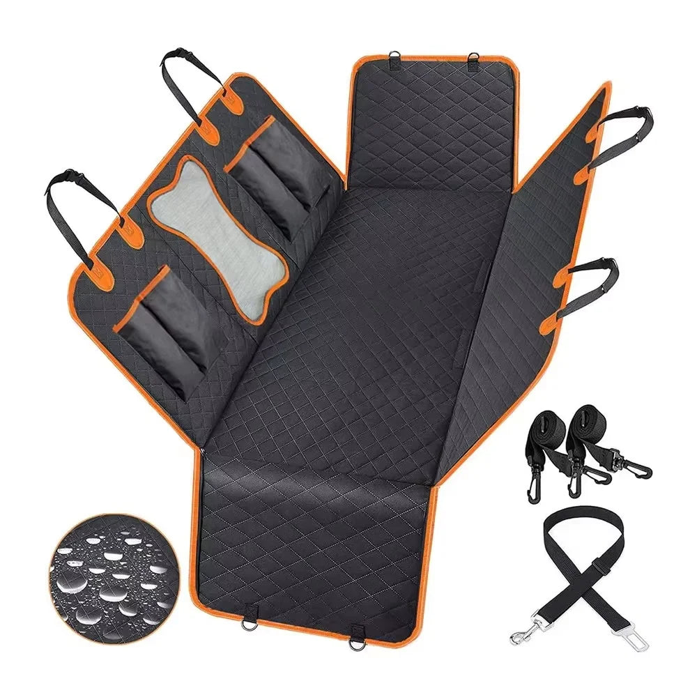 Waterproof dog car seat cover on a back seat