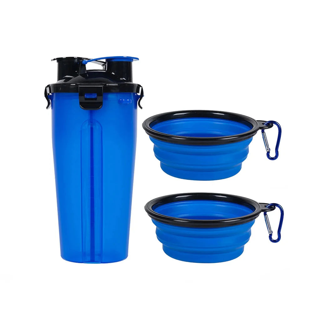 2-in-1 dog travel water bottle with collapsible bowls - view 3