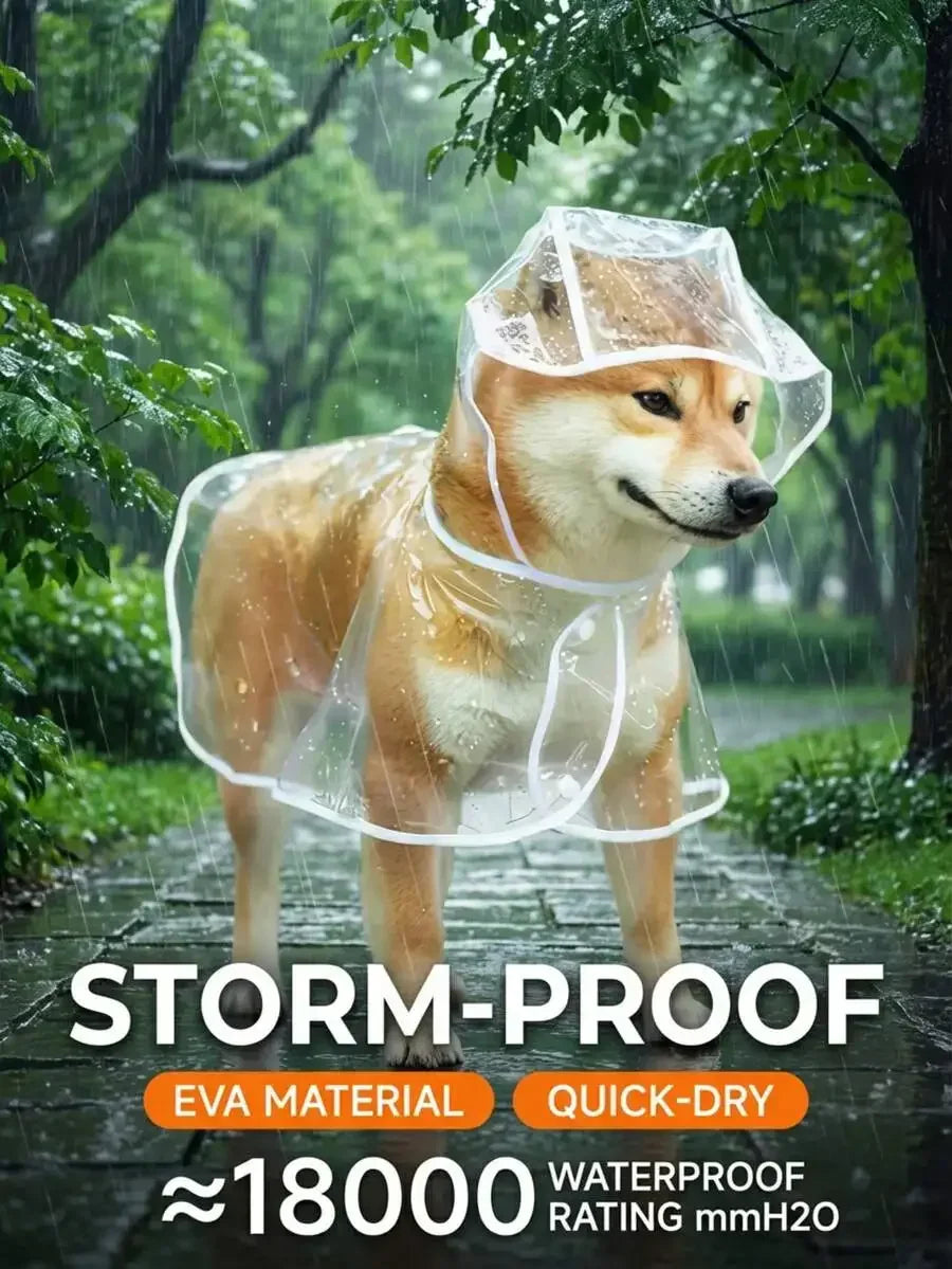 Transparent Hooded Dog Raincoat – image 2